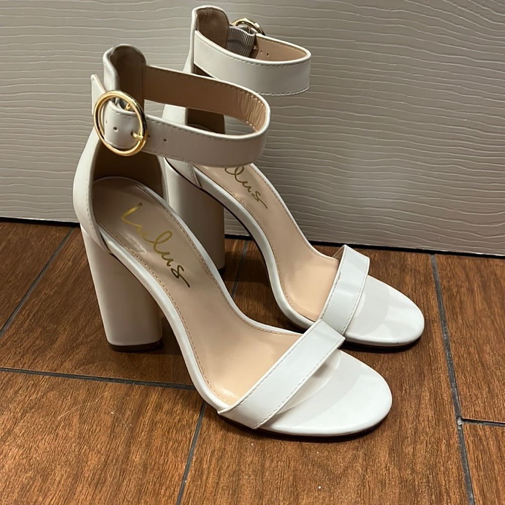 Lulus White Ankle Strap Heel
